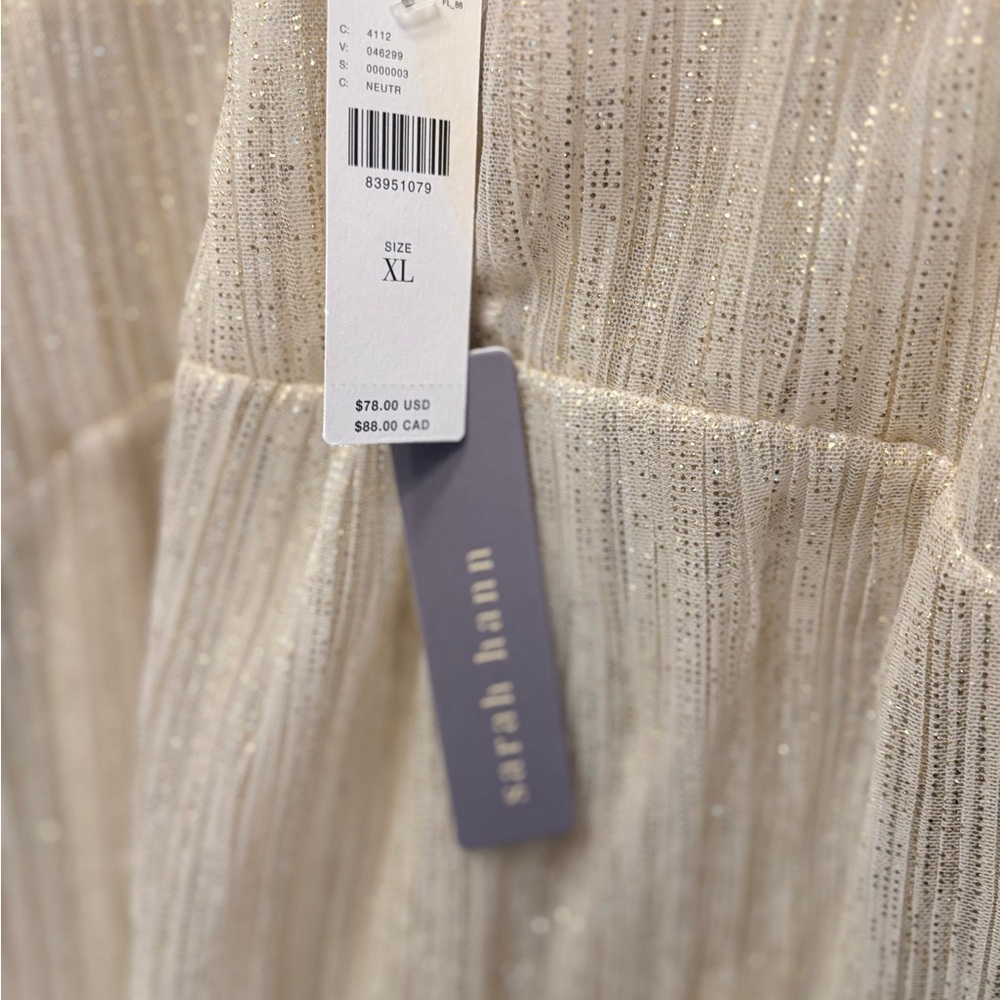 Anthropologie Sheer Pleated Short-Sleeve Top - Beige - Picture 2 of 3